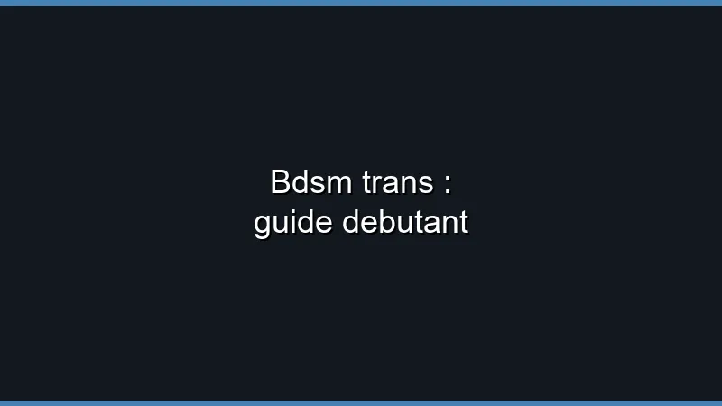 BDSM trans : guide débutant