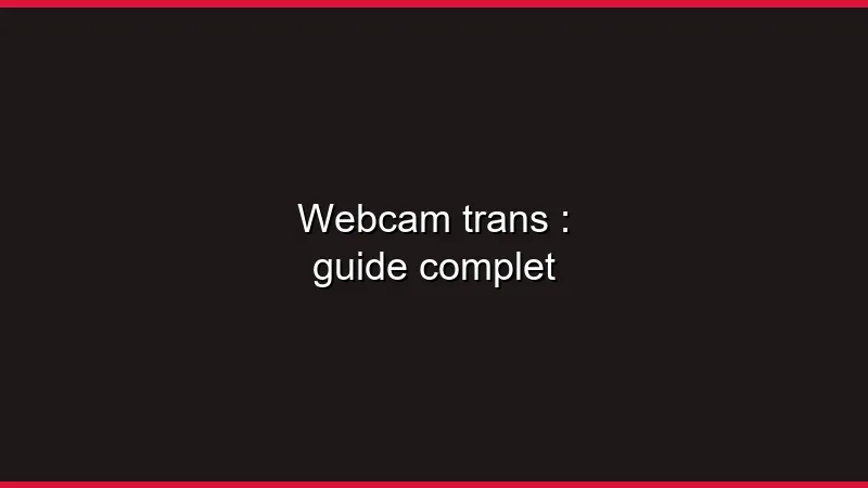 Webcam trans : guide complet